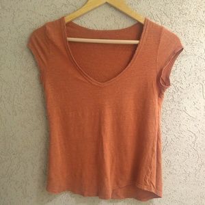 Madewell Slubby Linen Rust Brown Tee S